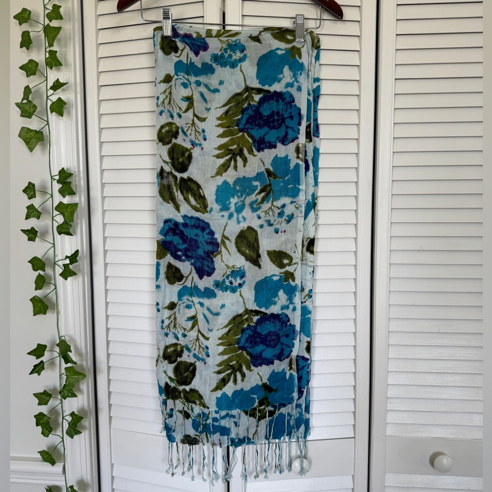 Blue and green patterned scarf